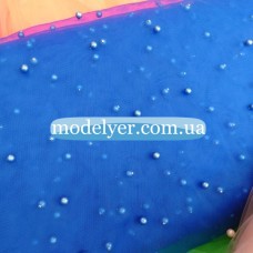 Ткань Сетка с жемчугом (электрик)